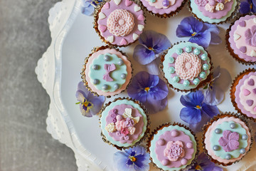 Multiple colorful nicely decorated muffins