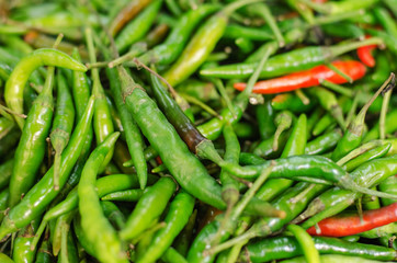 Green chili display at stall