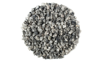 beautiful natural gray stones scattered on a white background