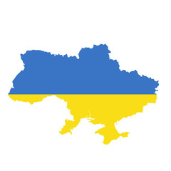 Ukraine flag map. Country outline with national flag