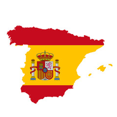 Spain flag map. Country outline with national flag