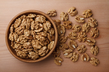 Walnut in wooden bowl