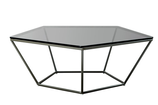Modern Glass Black Table Isolated On White Background.