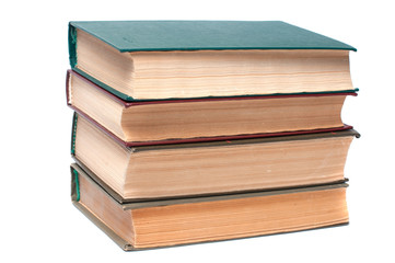 A stack of books isolated on white background