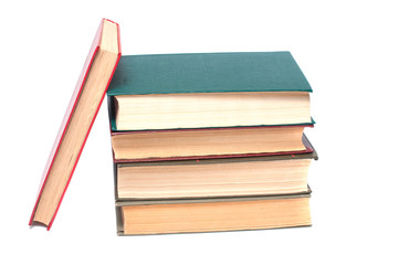 A stack of books isolated on white background
