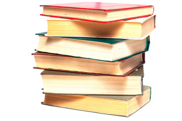 A stack of books isolated on white background