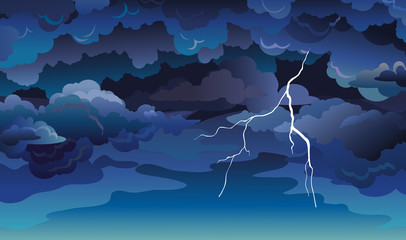 Skyscape with clouds and lightning. - 159187283