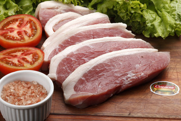 Raw pork chop picanha