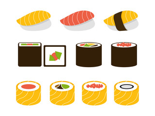 Vector illustration of sushi set