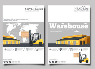 Warehouse flyer set with forklift truck © dima_oris