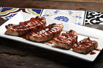 Pork steak with barbecue sauce