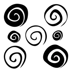 Rolgordijnen Set of randomly curved spiral shapes © lilam8