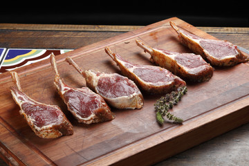 Raw lamb's rib