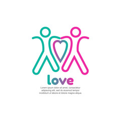 Colorful line people and heart logo