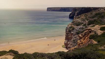 Atlantic ocean and cliffs in Sagres. Portugal Algarve