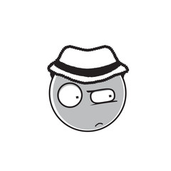 Detective Cartoon Face Wear Hat Suspecting People Emotion Icon Vector Illustration