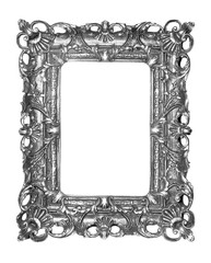 silver vintage picture and photo frame isolated on white background