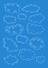 Behangcirkel Clouds. Sketchy style. © Handini_Atmodiwiryo