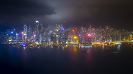 Night light in Hong Kong city