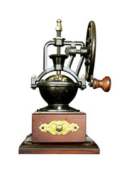 Vintage coffee grinder isolate on white background