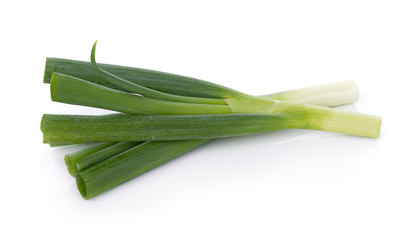Green Japanese Bunching Onion on white background