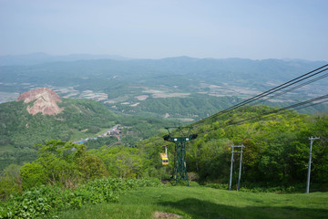 fly basket mast and sling for bring people up and down high mountain, usuzan in Japan