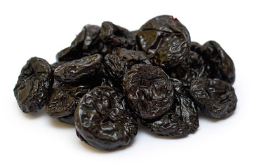 Dry and healthy prunes. isolated on white background