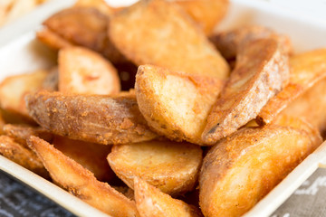 Golden French fries potatoes ready to be eaten