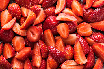 Sliced fresh red ripe strawberry background - Powered by Adobe