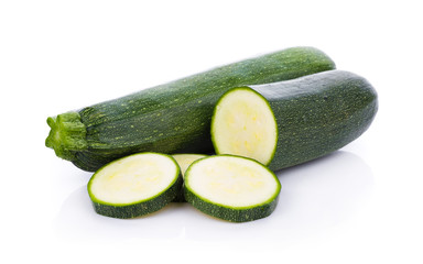 green zucchini vegetables isolated on white background