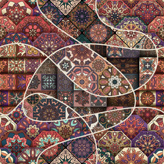 Ornate floral seamless texture, endless pattern with vintage mandala elements.