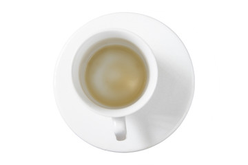 Empty cup of coffee with coffee stained isolate