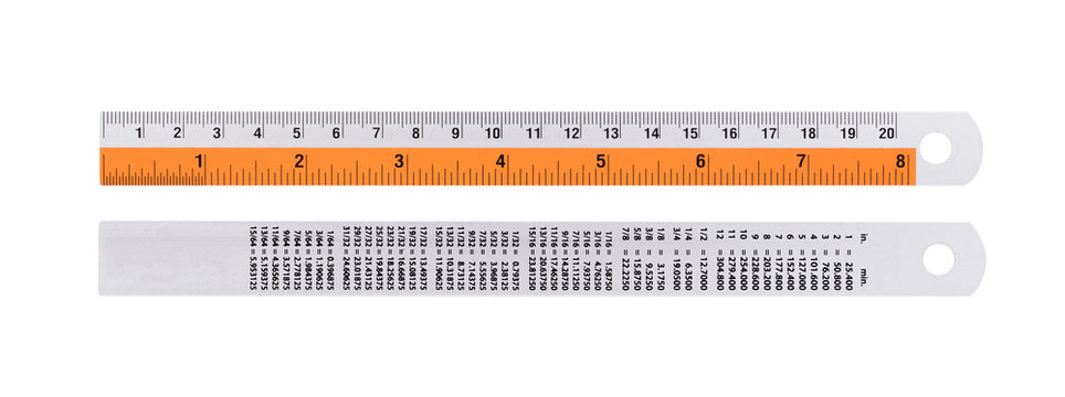 Stainless steel Ruler on White background