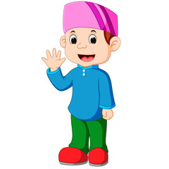 Happy Muslim kid cartoon