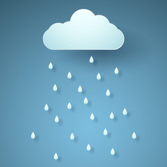 Vector illustration rain , paper art style