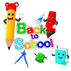 Back to School Title Texts with School Items 