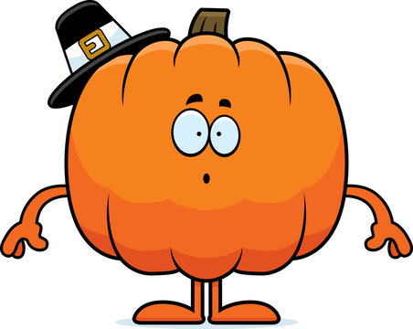 Surprised Cartoon Pumpkin Pilgrim