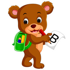 Naklejka premium Cute bear with backpack