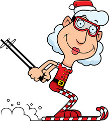 Cartoon Christmas Elf Skiing