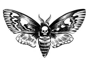 moth butterfly death drawing skull tattoos face realistic illustration garden easytatt amazon