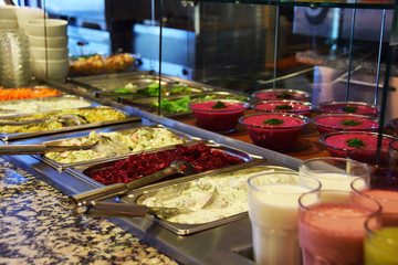 Fast bar with fresh salads