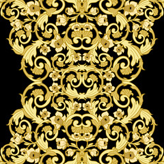 Vector damask seamless pattern. Vertical border.