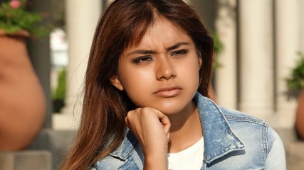 Thoughtful Beautiful Female