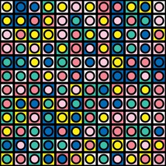 Decorative geometric shapes tiling. Multicolor irregular pattern.  Abstract colorful background. Artistic decorative ornamental lattice