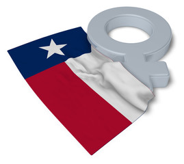 female symbol and flag of texas - 3d rendering