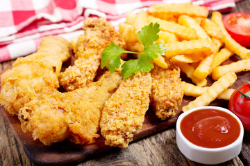 fried chicken and french fries