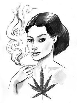 Woman and marijuana