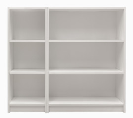 Empty white shelves, space for product display