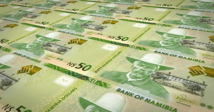 Banknotes of fifty namibian dollar of Namibia, cash money, loop