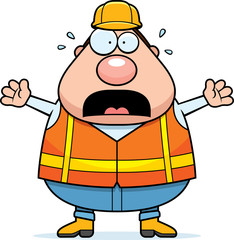 Scared Cartoon Road Worker